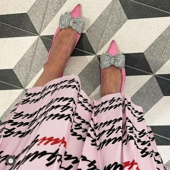 ZARA EMBELLISHED RHINESTONE BOW SLINGBACK SHOES - Picture 4 of 7